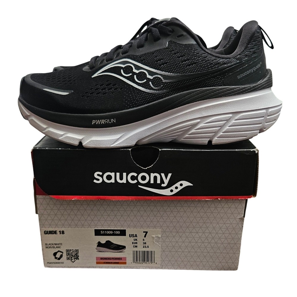 Saucony Guide 16 Womens Running Shoes Black White S11009-100 X-Wide Size 7